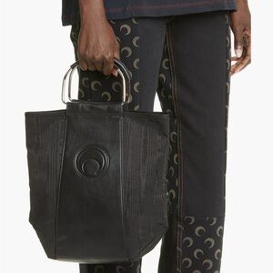 Marine Serre Black Tote Bag with Silver Handle